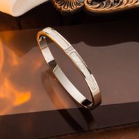 Simple Style Heart Shape Titanium Steel Rhinestones Bangle In Bulk sku image 22