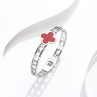 Simple Style Heart Shape Titanium Steel Rhinestones Bangle In Bulk sku image 54