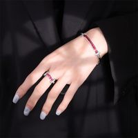 Simple Style Square Copper Inlay Zircon Rings Bracelets main image 3