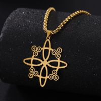 Cross-border Hot Selling Wholesale Simple And Stylish Personality Witch Knot Three Curved Leg Pendant 304 Material Stainless Steel Necklace main image 3