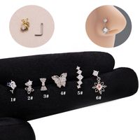 Ethnic Style Butterfly Stainless Steel Copper Zircon Nose Studs In Bulk main image 3