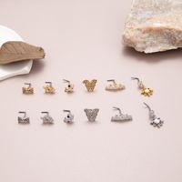 Ethnic Style Butterfly Stainless Steel Copper Zircon Nose Studs In Bulk main image 4