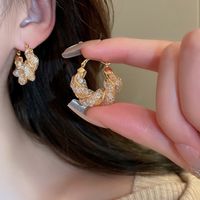 1 Pair Elegant Vintage Style Moon Flower Bow Knot Plating Alloy Drop Earrings sku image 51