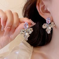 1 Pair Elegant Vintage Style Moon Flower Bow Knot Plating Alloy Drop Earrings sku image 50