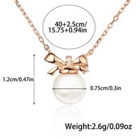 Sterling Silver Rose Gold Plated Elegant Inlay Bow Knot Pearl Pendant Necklace main image 2