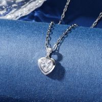 Copper 18K Gold Plated Vacation Sweet Plating Inlay Heart Shape Crystal Zircon Pendant Necklace sku image 2