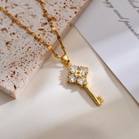 Simple Style Shiny Star Key Copper Plating Inlay Zircon Pendant Necklace sku image 1