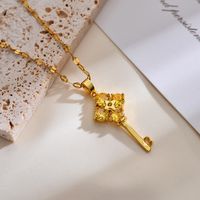 Simple Style Shiny Star Key Copper Plating Inlay Zircon Pendant Necklace sku image 2