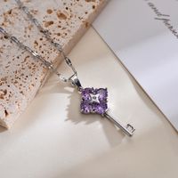 Simple Style Shiny Star Key Copper Plating Inlay Zircon Pendant Necklace sku image 4