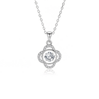 Simple Style Flower Sterling Silver Inlay Moissanite Zircon Pendant Necklace sku image 1