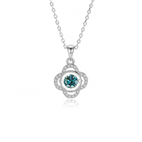 Simple Style Flower Sterling Silver Inlay Moissanite Zircon Pendant Necklace sku image 7