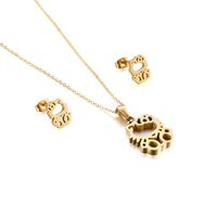 Stainless Steel Titanium Steel 18K Gold Plated Cute Plating Cat Earrings Necklace sku image 1
