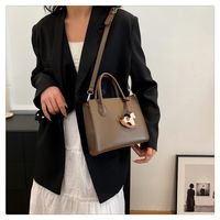 Women's Pu Leather Solid Color Vintage Style Ornament Sewing Thread Zipper Handbag sku image 1