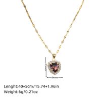 Copper K Gold Plated Simple Style Classic Style Inlay Heart Shape Rhinestones Pendant Necklace main image 2