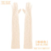 Women's Fashion Solid Color Mesh Yarn Gloves 1 Pair sku image 8