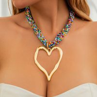 Exaggerated Heart Shape Alloy Beaded Women's Pendant Necklace sku image 6