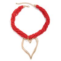 Exaggerated Heart Shape Alloy Beaded Women's Pendant Necklace main image 3