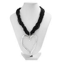 Exaggerated Heart Shape Alloy Beaded Women's Pendant Necklace sku image 3