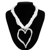 Exaggerated Heart Shape Alloy Beaded Women's Pendant Necklace sku image 10