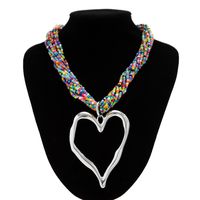 Exaggerated Heart Shape Alloy Beaded Women's Pendant Necklace sku image 9