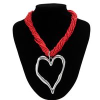 Exaggerated Heart Shape Alloy Beaded Women's Pendant Necklace sku image 5