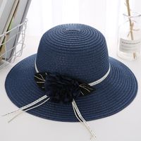 Women's Basic Lattice Bow Knot Bowknot Flat Eaves Straw Hat sku image 9