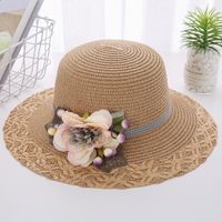 Women's Basic Lattice Bow Knot Bowknot Flat Eaves Straw Hat sku image 23