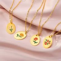 Titanium Steel Gold Plated Simple Style Classic Style Plating Flower Pendant Necklace main image 1