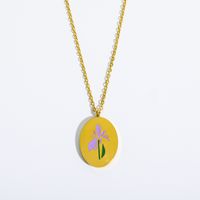 Titanium Steel Gold Plated Simple Style Classic Style Plating Flower Pendant Necklace sku image 2