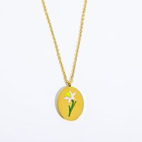 Titanium Steel Gold Plated Simple Style Classic Style Plating Flower Pendant Necklace sku image 3