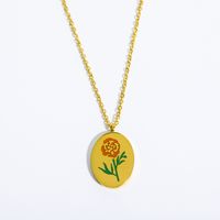 Titanium Steel Gold Plated Simple Style Classic Style Plating Flower Pendant Necklace sku image 10