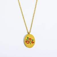 Titanium Steel Gold Plated Simple Style Classic Style Plating Flower Pendant Necklace sku image 12