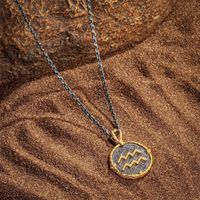 Titanium Steel Gold Plated Hip-Hop Plating Constellation Pendant Necklace main image 2