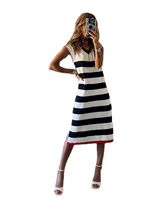 Women's Sheath Dress Streetwear V Neck Printing Sleeveless Stripe Midi Dress Daily main image 2