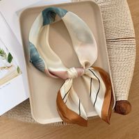Women's Elegant Business Color Block Ginkgo Leaf Polyester Printing Silk Scarves sku image 3
