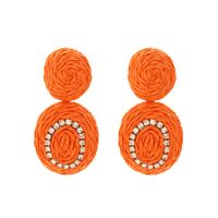 Bohemian Holiday Style Rattan Oval Earrings European And American Ins Hand-Woven Raffia Geometric Earrings For Women sku image 3