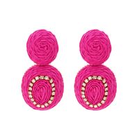 Bohemian Holiday Style Rattan Oval Earrings European And American Ins Hand-Woven Raffia Geometric Earrings For Women sku image 1