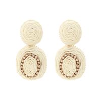 Bohemian Holiday Style Rattan Oval Earrings European And American Ins Hand-Woven Raffia Geometric Earrings For Women sku image 4