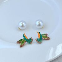 Elegant Cute Bird Imitation Pearl Copper Plating Zircon Women's Ear Studs 1 Pair main image 5