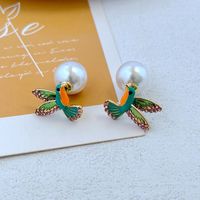 Elegant Cute Bird Imitation Pearl Copper Plating Zircon Women's Ear Studs 1 Pair main image 6