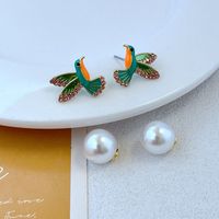 Elegant Cute Bird Imitation Pearl Copper Plating Zircon Women's Ear Studs 1 Pair main image 4