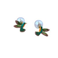 Elegant Cute Bird Imitation Pearl Copper Plating Zircon Women's Ear Studs 1 Pair main image 3
