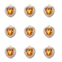 10 PCS/Package Alloy Rhinestones Heart Shape Pendant sku image 1
