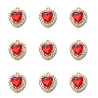 10 PCS/Package Alloy Rhinestones Heart Shape Pendant sku image 3