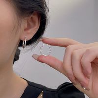 1 Paar Einfacher Stil Runden Überzug Sterling Silber Reif Ohrringe sku image 1