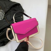 Women's Medium Pu Leather Color Block Streetwear Square Flip Cover Crossbody Bag sku image 2