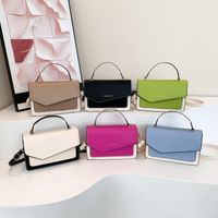 Women's Medium Pu Leather Color Block Streetwear Square Flip Cover Crossbody Bag main image 6