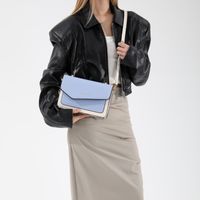 Women's Medium Pu Leather Color Block Streetwear Square Flip Cover Crossbody Bag main image 4