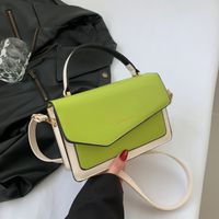 Women's Medium Pu Leather Color Block Streetwear Square Flip Cover Crossbody Bag sku image 4