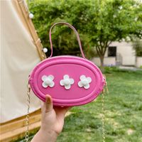 Women's Small Pu Leather Solid Color Flower Cute Zipper Crossbody Bag sku image 4